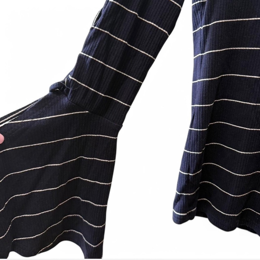 Lulus size M Navy blue “Found my mate” striped long sleeve top with bell sleeves - Picture 4 of 8